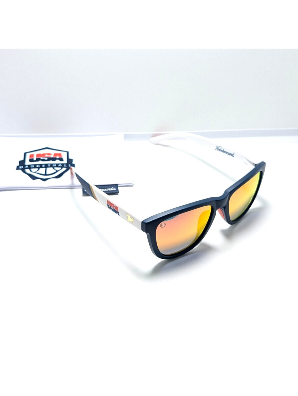 Knockaround USA Basketball Men's Black Classic Orange Yellow Sunglasses UV